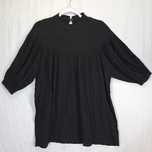 Axes Femme Black Flowy Tunic Dress Minimalist Boho Relaxed Gauzy Chic Women M